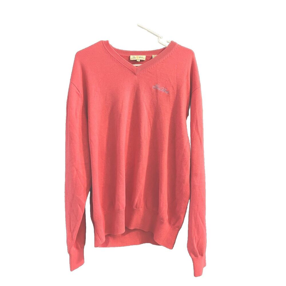Peter Millar Silk Blend Coral V-Neck Sweater Sea Island Size XXL